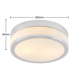 Lindby Loftlampe Flavi, Ø 28 cm, krom, glas, IP44, E27