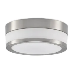 Lindby Loftlampe Flavi, Ø 23 cm, nikkel, glas, IP44, E27