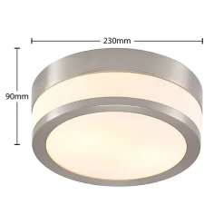 Lindby Loftlampe Flavi, Ø 23 cm, nikkel, glas, IP44, E27