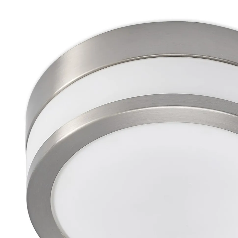 Lindby Loftlampe Flavi, Ø 23 cm, nikkel, glas, IP44, E27