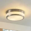 Lindby Loftlampe Flavi, Ø 28 cm, nikkel, glas, IP44, E27