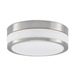 Lindby Loftlampe Flavi, Ø 28 cm, nikkel, glas, IP44, E27