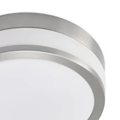 Lindby Loftlampe Flavi, Ø 28 cm, nikkel, glas, IP44, E27