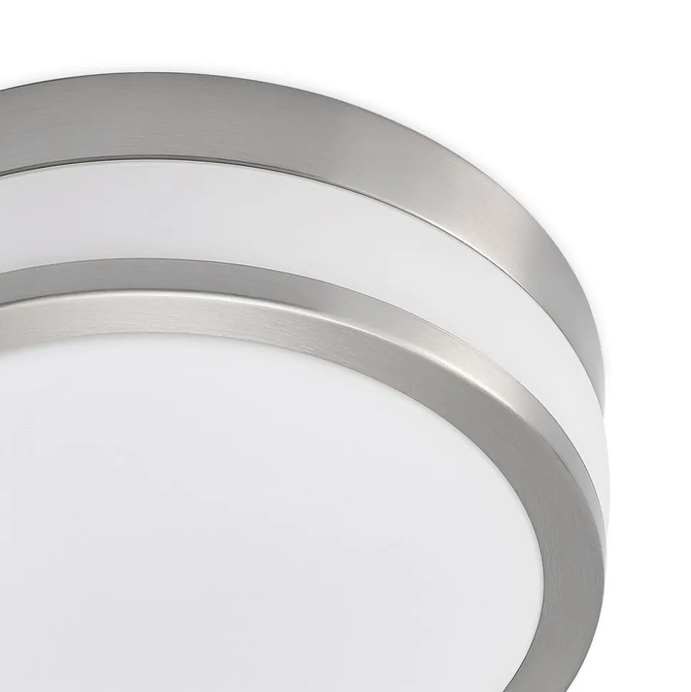 Lindby Loftlampe Flavi, Ø 28 cm, nikkel, glas, IP44, E27