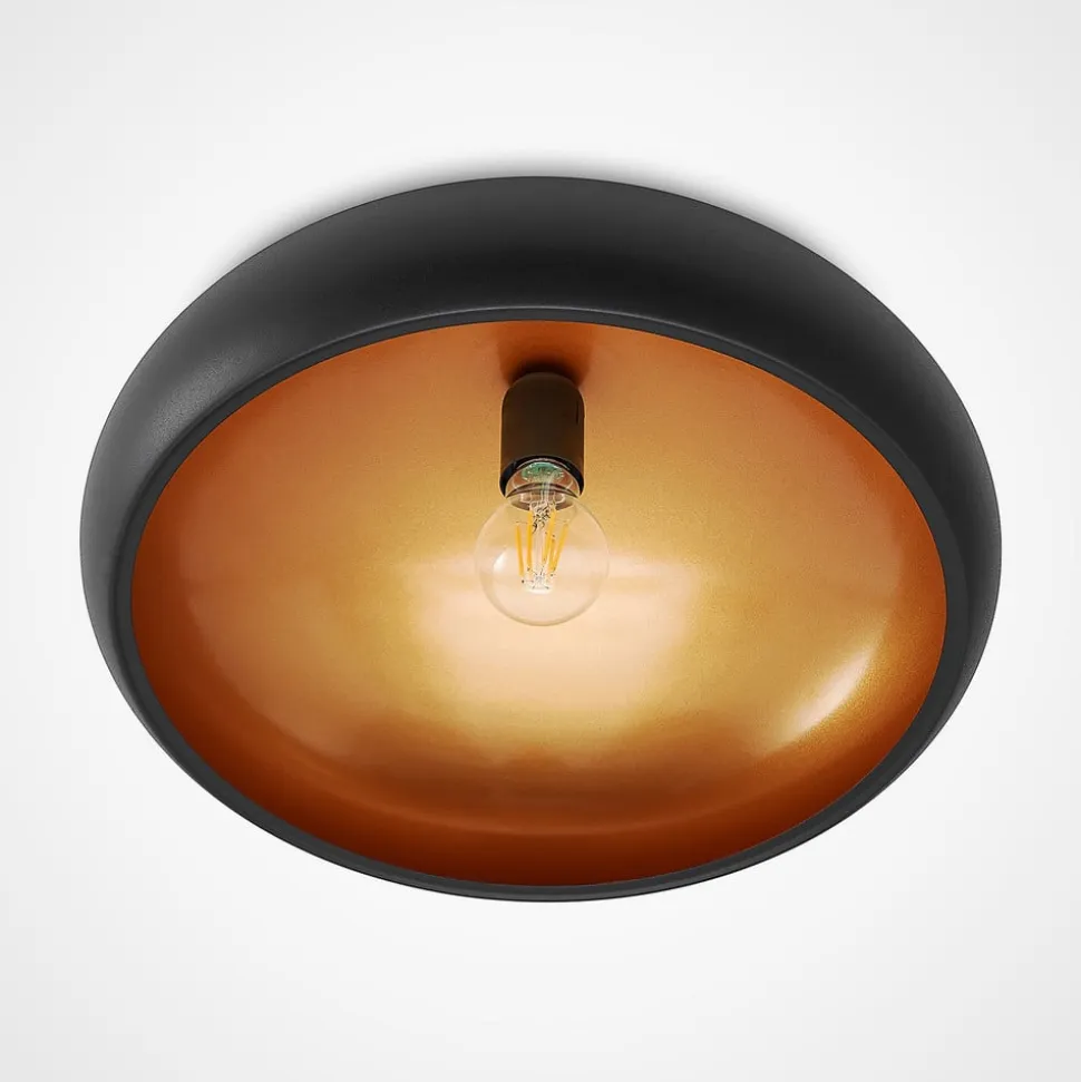 Lindby loftlampe Gerwina, sort/guld, metal, 40 cm, E27