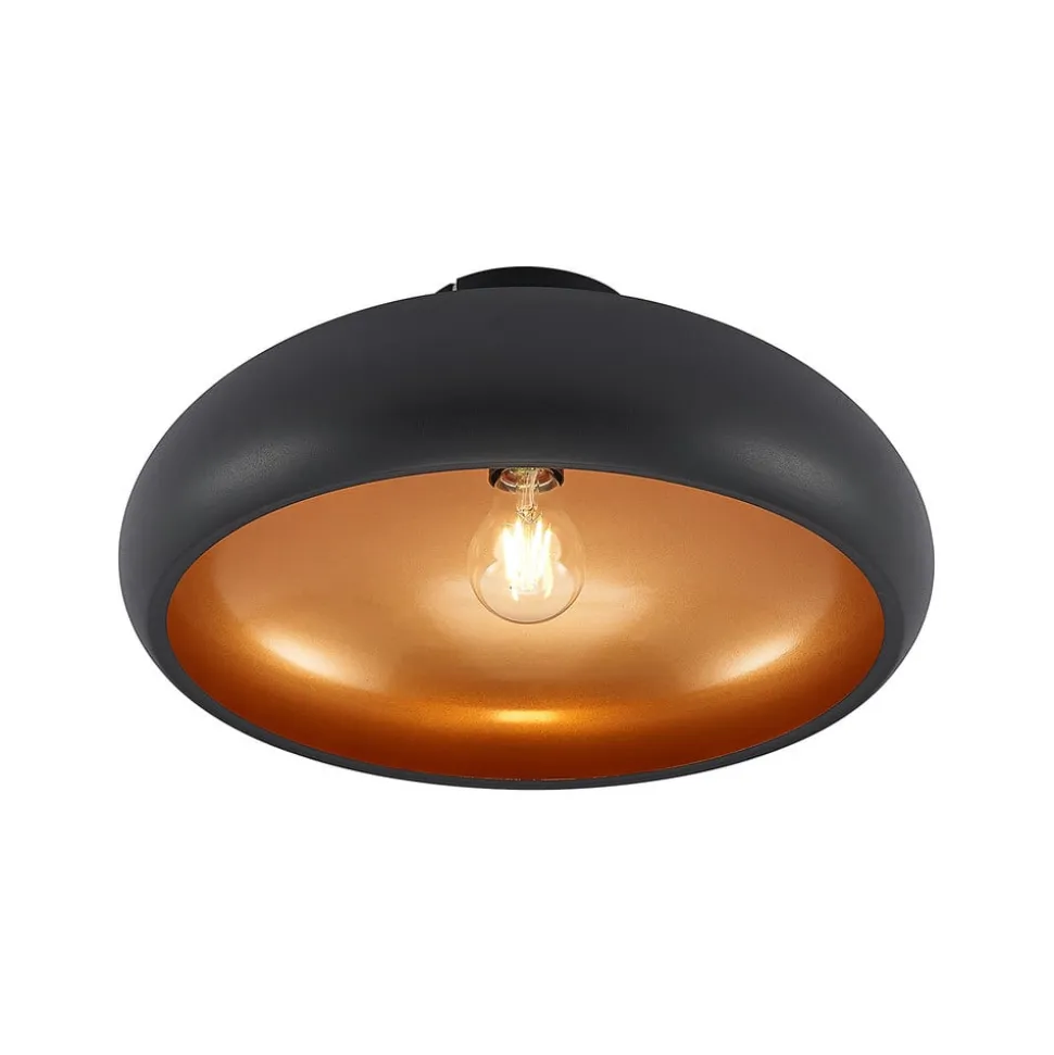 Lindby loftlampe Gerwina, sort/guld, metal, 40 cm, E27