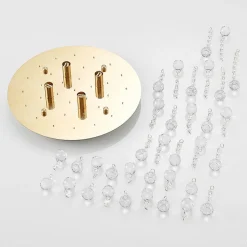 Lindby loftlampe Gillion, 4 lyskilder, guld, krystal, Ø 35cm