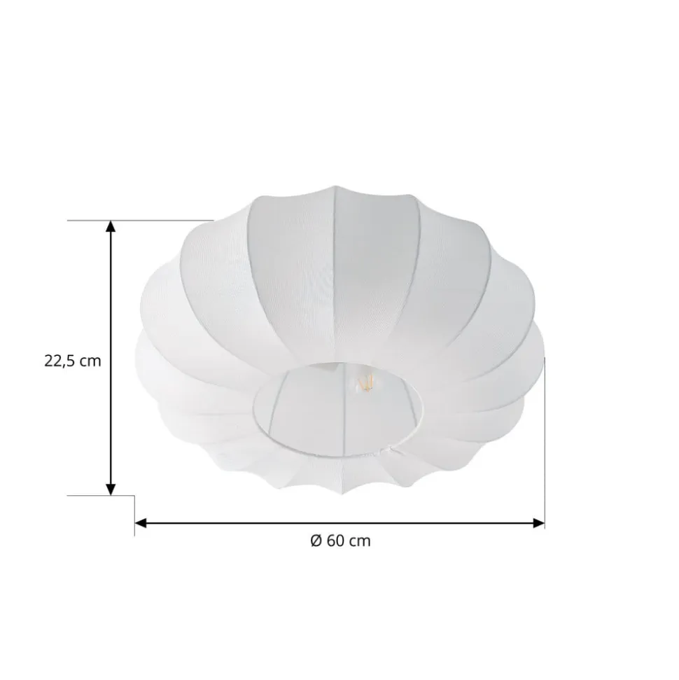 Lindby Loftlampe Helin, hvid, Ø 60 cm, tekstil, 3 x E27