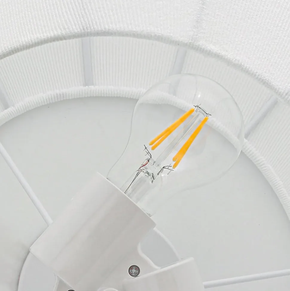 Lindby Loftlampe Helin, hvid, Ø 60 cm, tekstil, 3 x E27