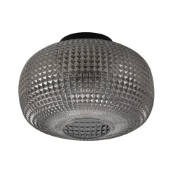 Lindby loftlampe Hildur, Ø 25 cm, røggrå, glas