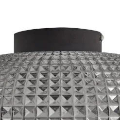 Lindby loftlampe Hildur, Ø 25 cm, røggrå, glas