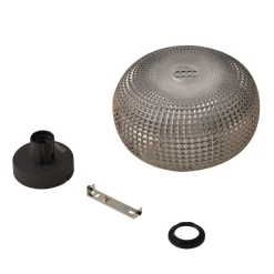 Lindby loftlampe Hildur, Ø 25 cm, røggrå, glas