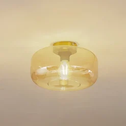 Lindby loftlampe Hildur, Ø 28,5 cm, ravfarvet, glas