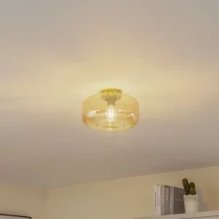 Lindby loftlampe Hildur, Ø 28,5 cm, ravfarvet, glas