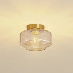 Lindby loftlampe Hildur, ravfarvet, glas, Ø 22 cm