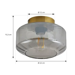 Lindby loftlampe Hildur, røggrå, glas, Ø 22 cm