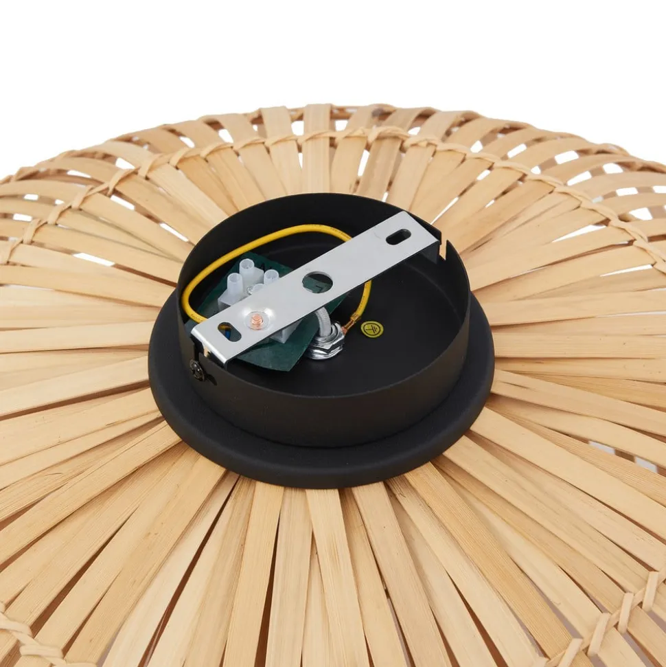 Lindby loftlampe Ilajus, Ø 62 cm, naturlig bambus