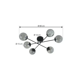 Lindby loftlampe Isamer, røggrå, Ø 80 cm, kugle