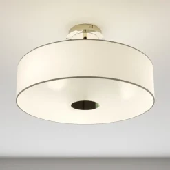 Lindby loftlampe Josia, hvid, stof, Ø 47 cm, E27
