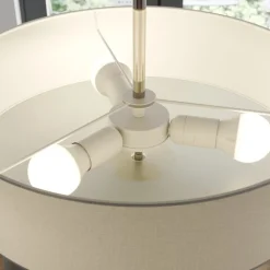 Lindby loftlampe Josia, hvid, stof, Ø 47 cm, E27