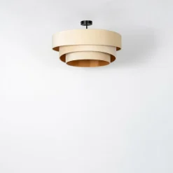 Lindby loftlampe Jusari, creme, tekstil, Ø 56 cm, E27