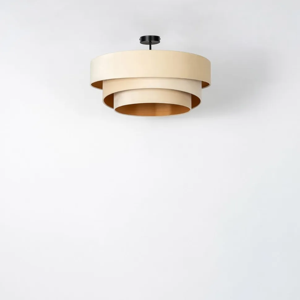 Lindby loftlampe Jusari, creme, tekstil, Ø 56 cm, E27