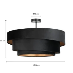 Lindby loftlampe Jusari, sort, tekstil, Ø 56 cm, E27