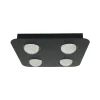 Lindby loftlampe Jyla, sort, 4.200 K, 4 lyskilder, linse
