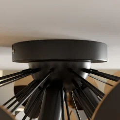 Lindby loftlampe Kinan, Ø 54 cm, sort, guld, E14