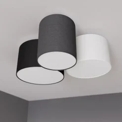 Lindby loftlampe Laurenz, 3 lyskilder, grå/brun, tekstil