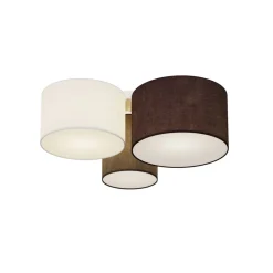Lindby loftlampe Laurenz, 3 lyskilder, grå/brun, tekstil