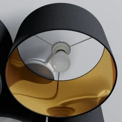 Lindby loftlampe Laurenz, 4 lyskilder, sort/guld, tekstil