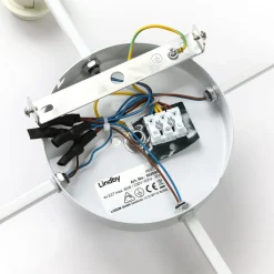 Lindby loftlampe Laurenz, 4 lyskilder, sort/guld, tekstil
