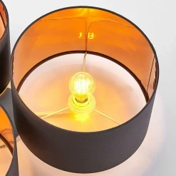Lindby loftlampe Laurenz, 3 lyskilder, grå/guld, tekstil