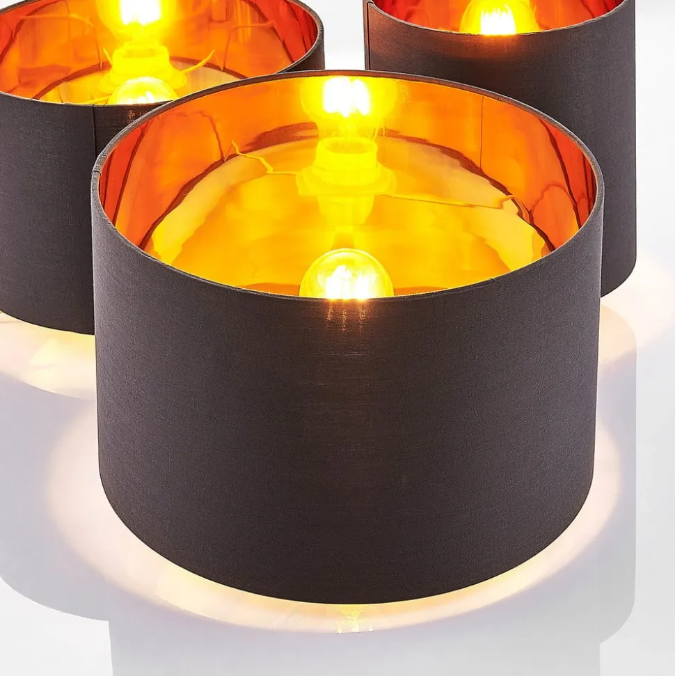 Lindby loftlampe Laurenz, 3 lyskilder, grå/guld, tekstil