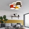 Lindby loftlampe Laurenz, 5 lyskilder, 93 cm, rød/gul, tekstil