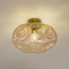 Lindby loftlampe Lelia, ravfarvet, glas, Ø 35 cm
