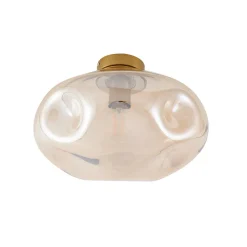 Lindby loftlampe Lelia, ravfarvet, glas, Ø 35 cm