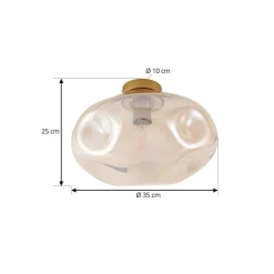 Lindby loftlampe Lelia, ravfarvet, glas, Ø 35 cm