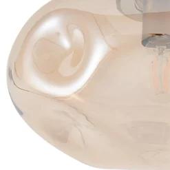 Lindby loftlampe Lelia, ravfarvet, glas, Ø 35 cm