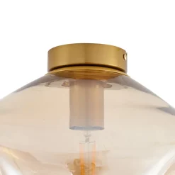 Lindby loftlampe Lelia, ravfarvet, glas, Ø 35 cm