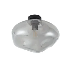 Lindby loftlampe Lelia, røggrå, glas, Ø 35 cm
