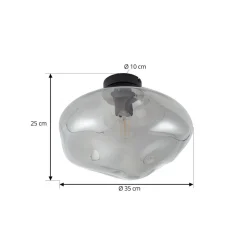Lindby loftlampe Lelia, røggrå, glas, Ø 35 cm