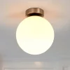 Lindby loftlampe Lennie, hvid, glas, Ø 20 cm, IP44, E27