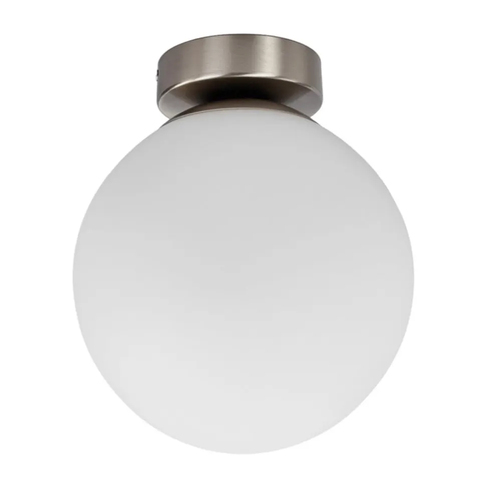 Lindby loftlampe Lennie, hvid, glas, Ø 20 cm, IP44, E27