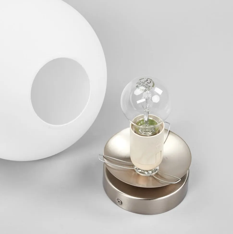Lindby loftlampe Lennie, hvid, glas, Ø 20 cm, IP44, E27