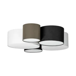 Lindby loftlampe Lettie, grå/sort/hvid, 5 lyskilder, E27