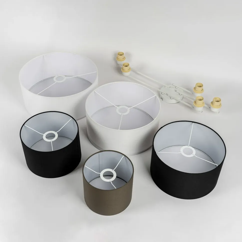 Lindby loftlampe Lettie, grå/sort/hvid, 5 lyskilder, E27