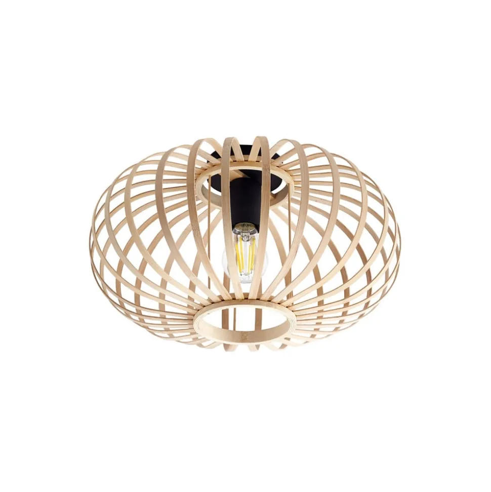 Lindby Loftlampe Lielle, naturlig bambus, Ø 38 cm