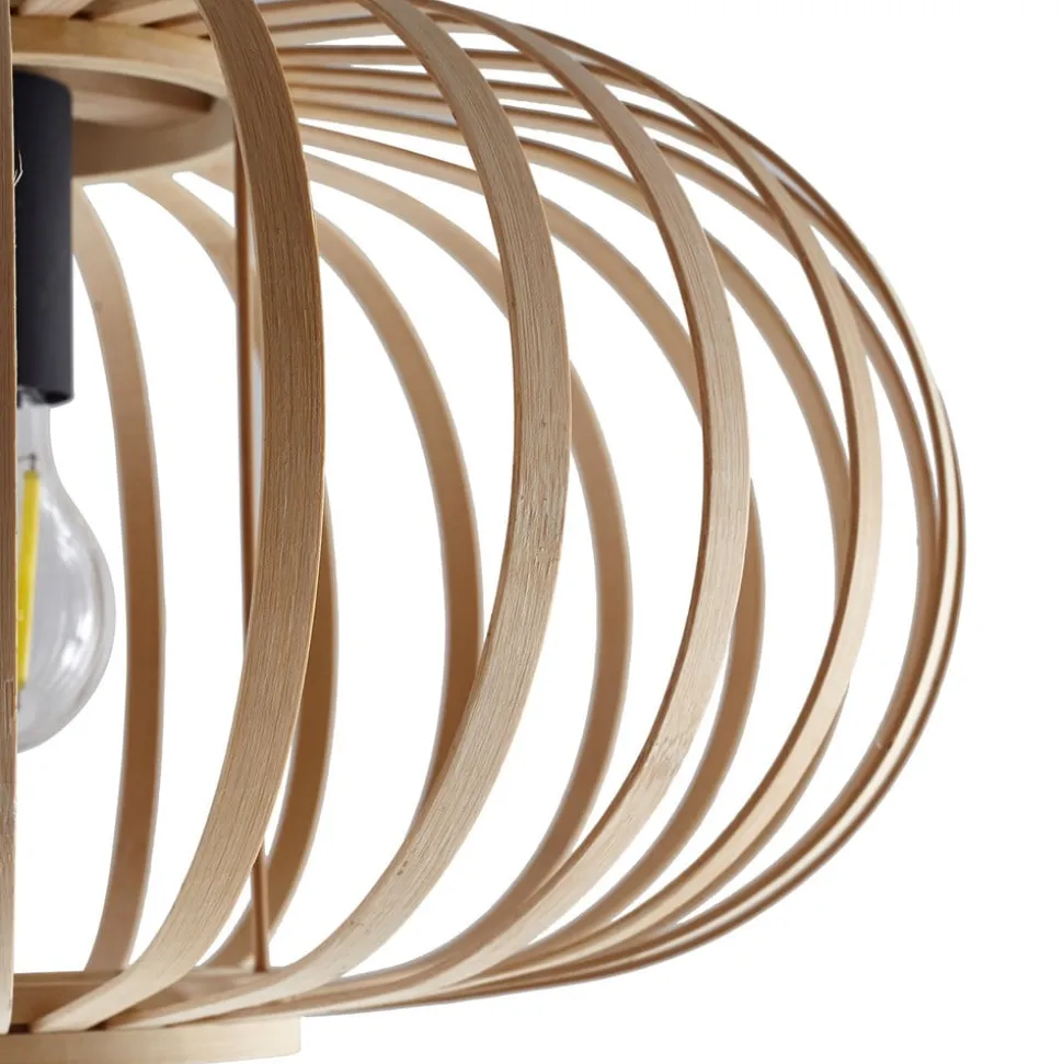 Lindby Loftlampe Lielle, naturlig bambus, Ø 38 cm
